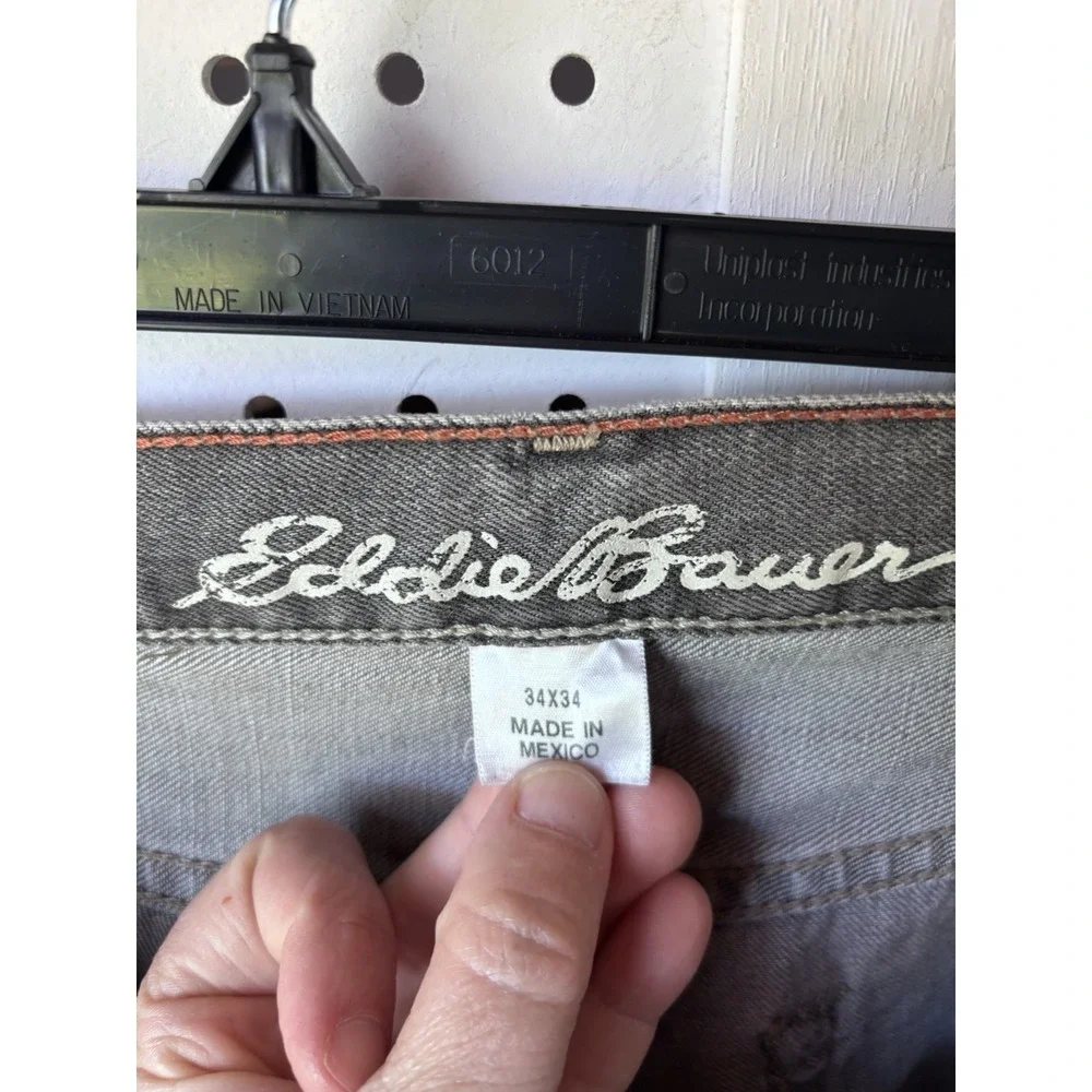 Eddie Bauer Men's 34x34 Gray Straight Fit Denim Jeans 100% Cotton